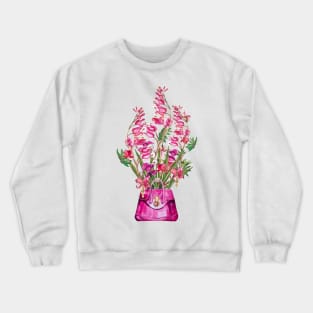 Pink Bleeding hearts and pink bag, vintage flowers, watercolor Crewneck Sweatshirt